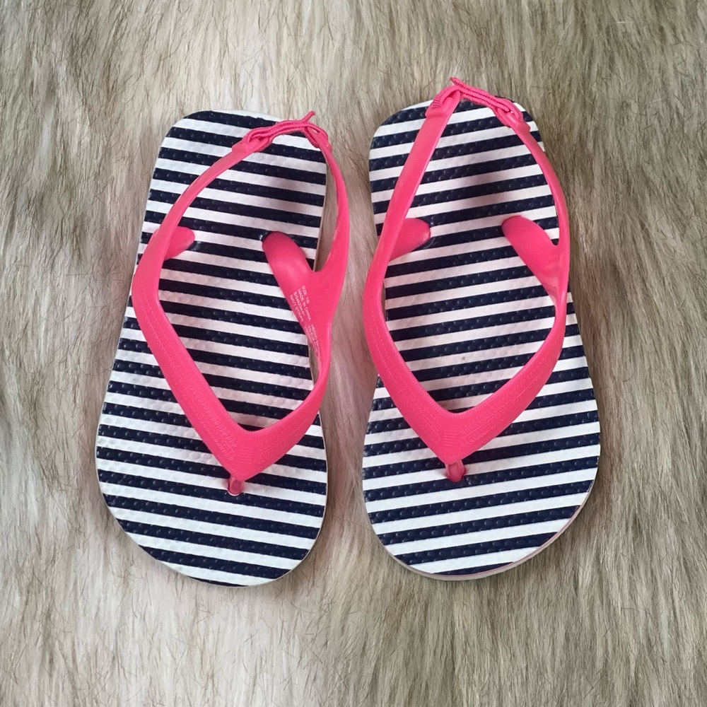 Gap Girls Size 7/8 Navy Stripe Pink Sandals New Without Tags